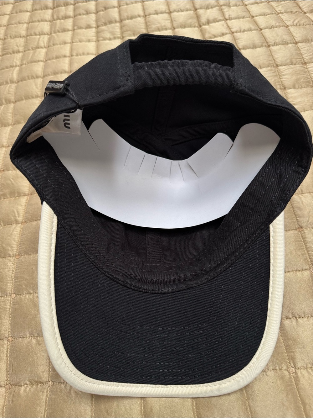 Black Baseball Cap Hat with White Trim & White Logo - Picture 3 of 5